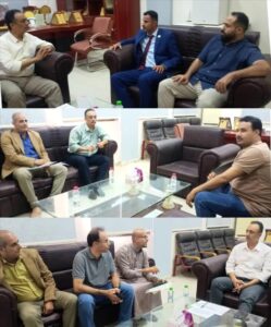 اخبار عدن – مدير صحة عدن يناقش مع فريق حضرموت وشركة توفارما للأدوية دعم المخيمات الطبية