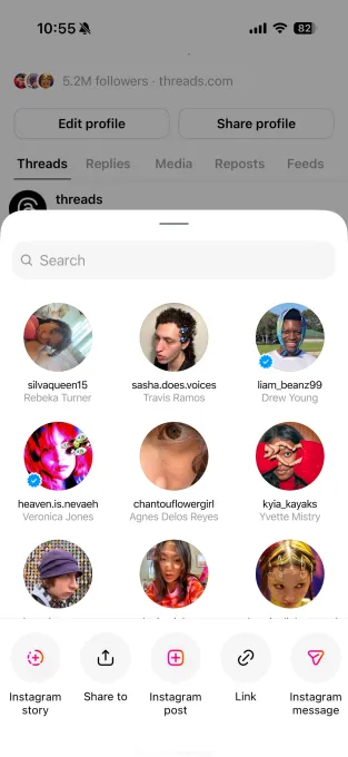 يمكن الآن مشاركة منشورات ثريدز مباشرة على قصة إنستغرام دون مغادرة التطبيق