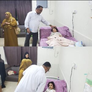 اخبار عدن – إثر حادثة الشرفة الآيلة للسقوط… مدير عام التواهي يتفقد طفلة مصابة في المستشفى الأ***.
