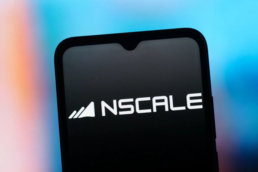 Nscale logo shown on a smartphone screen