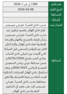 غرامة قدرها 50 ألف ريال على مدرب النصر جيسوس نيوزيجة الإساءة لنادي الهلال – عرب فايف