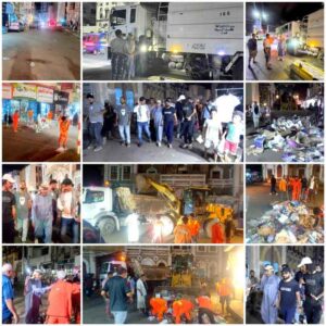 اخبار عدن – عمال النظافة في عدن يحتفلون بـ«ليلة العيد» بتنظيف الأسواق من المخلفات