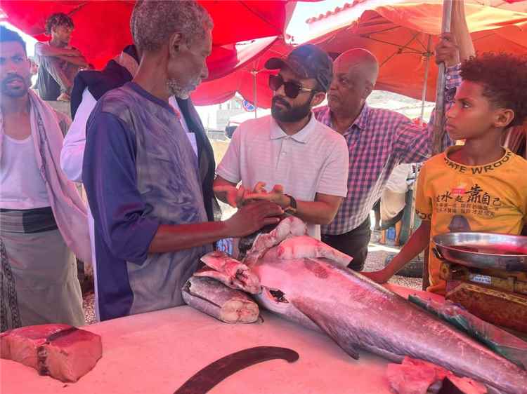 اخبار عدن – بن جرادي يقوم بجولة ميدانية لمراقبة وضبط أسعار الأسماك في صيرة