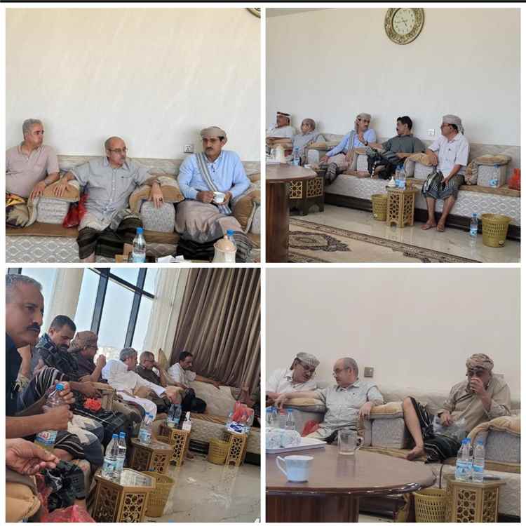 وزير الدفاع ونائب رئيس هيئة الأركان وقيادات عسكرية وأمنية يزورون الفريق أحمد محسن اليافعي لمباركة تعيينه