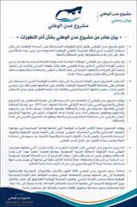اخبار عدن – المشروع الوطني في عدن يؤكد تأييده لمجلس القيادة الرئاسي ويناشد بتوحيد الجهود لمواجهة التحديات