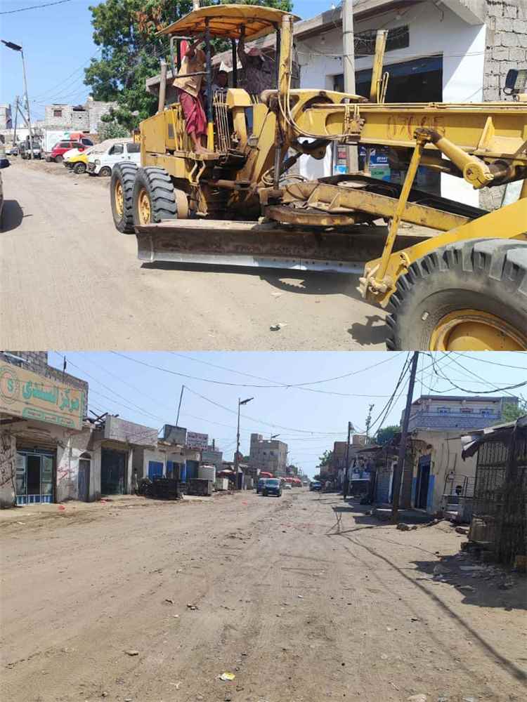 اخبار عدن – بدء عملية مسح الطريق الداخلي في الحسوة تمهيدًا لتجديده