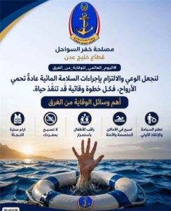 عناوين عدن – حرس النطاق الجغرافي – قطاع خليج عدن يحتفل باليوم العالمي للوقاية من الغرق