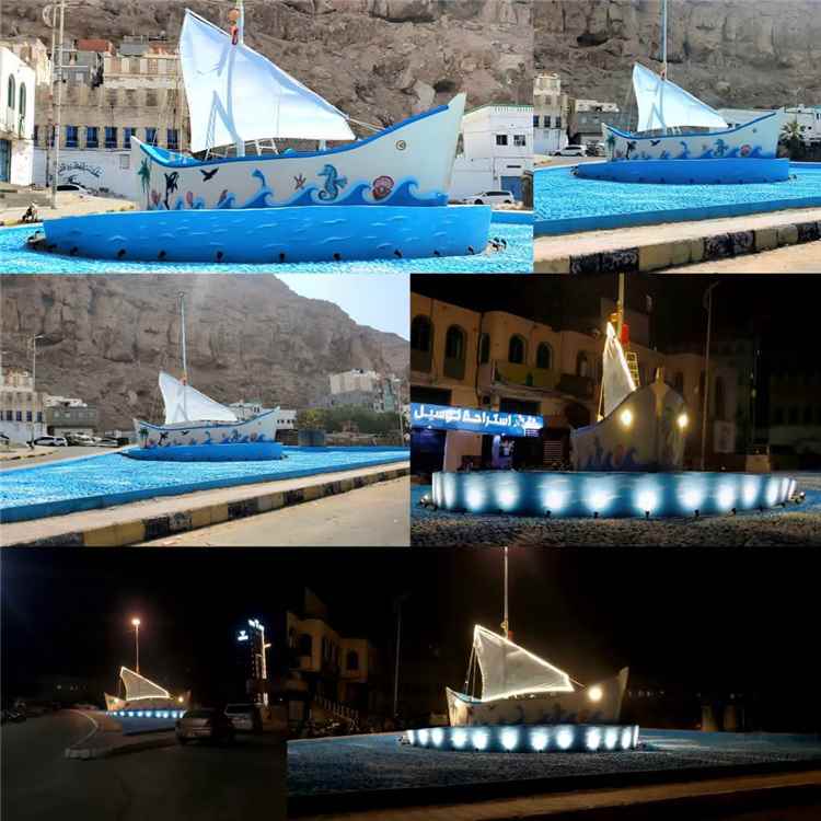 جهود مشتركة بين صندوق النظافة والتحسين وشباب حي الشهيد خالد تُعيد مجسم المركب إلى رونقه الجمالي