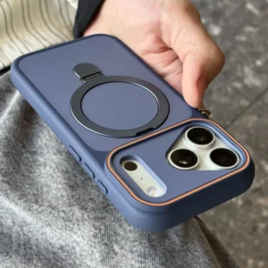 جراب حماية مغناطيسي (MagSafe) مقاوم للصدمات بمسند ومظهر مطفي (Matte) – كفر درع مقاوم لسلسلة آيفون 11 حتى 17 Air
