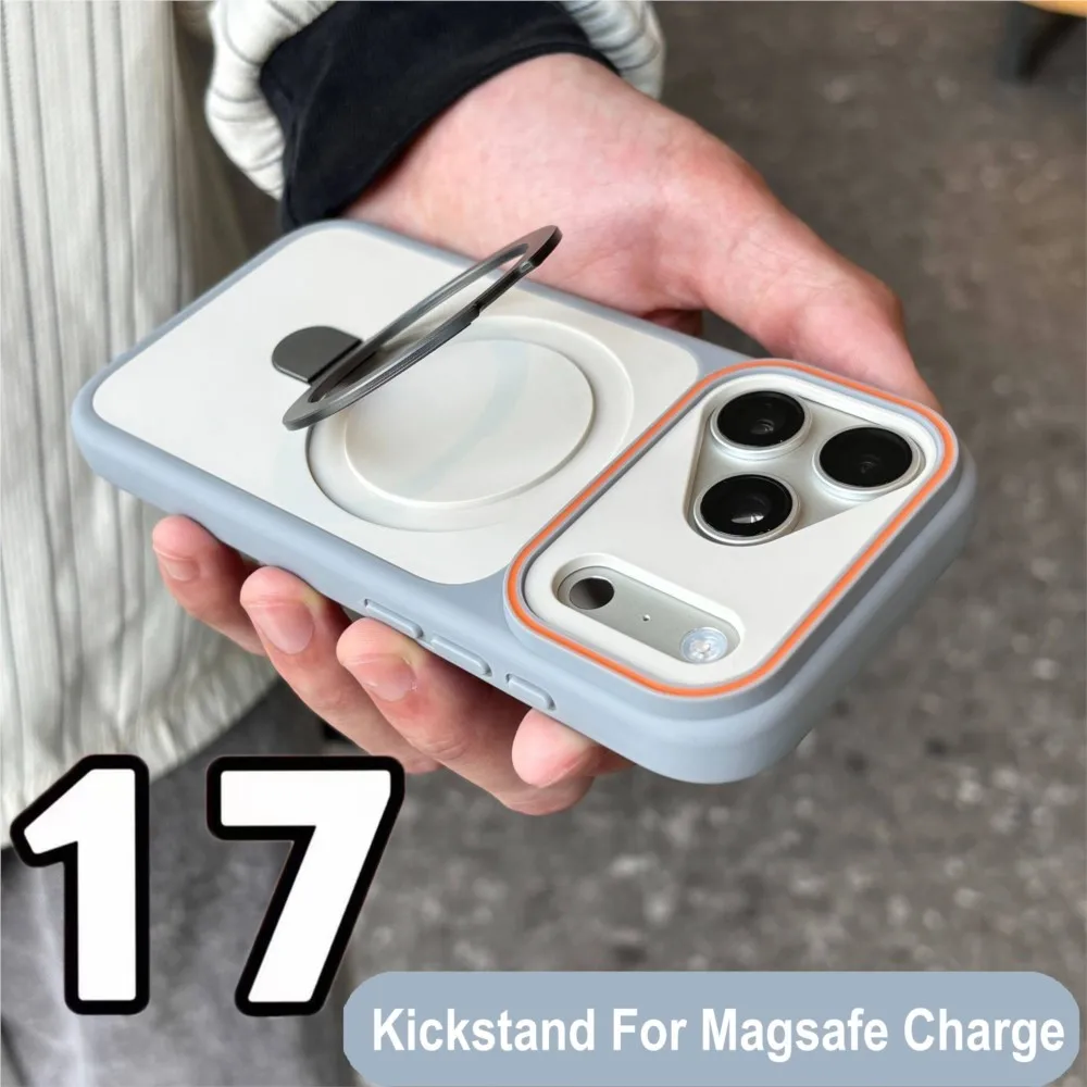 جراب حماية مغناطيسي (MagSafe) مقاوم للصدمات بمسند ومظهر مطفي (Matte) – كفر درع مقاوم لسلسلة آيفون 11 حتى 17 Air - الصورة 2