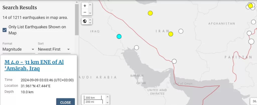 الخريطة الزلزالية في إيران